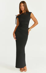 Belle Maxi Dress Tie Shoulder Detail Dress in Black