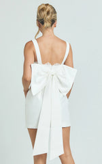 Alegra Mini Dress Square Neck Fit And Flare Dress in Ivory