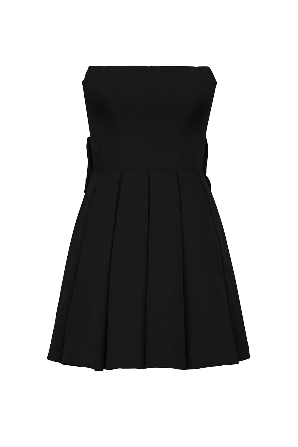 black strapless detachable bow mini dress