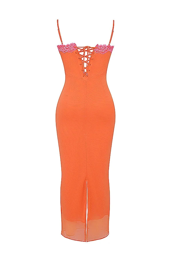 flame orange maxi dress