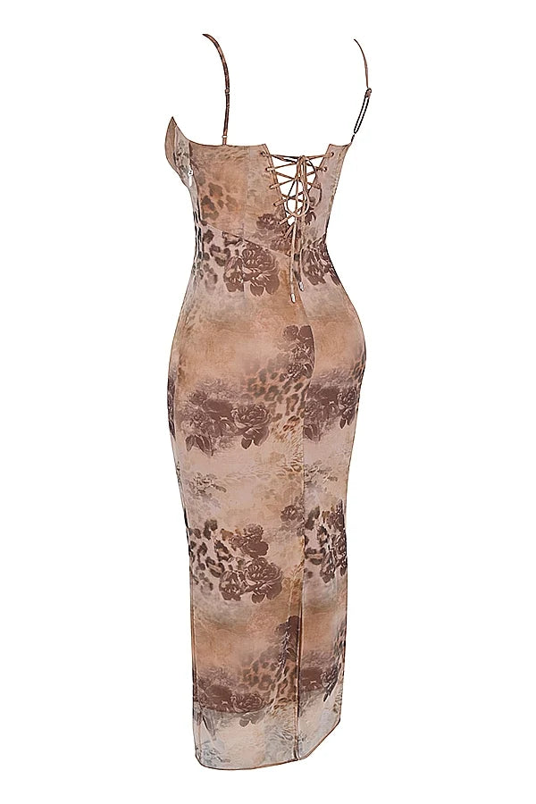 cream floral print maxi dress
