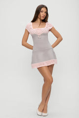 Lover Crochet Knit Mini Dress Pink Flora