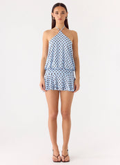 Keay Mini Dress Blue Mocha Dot