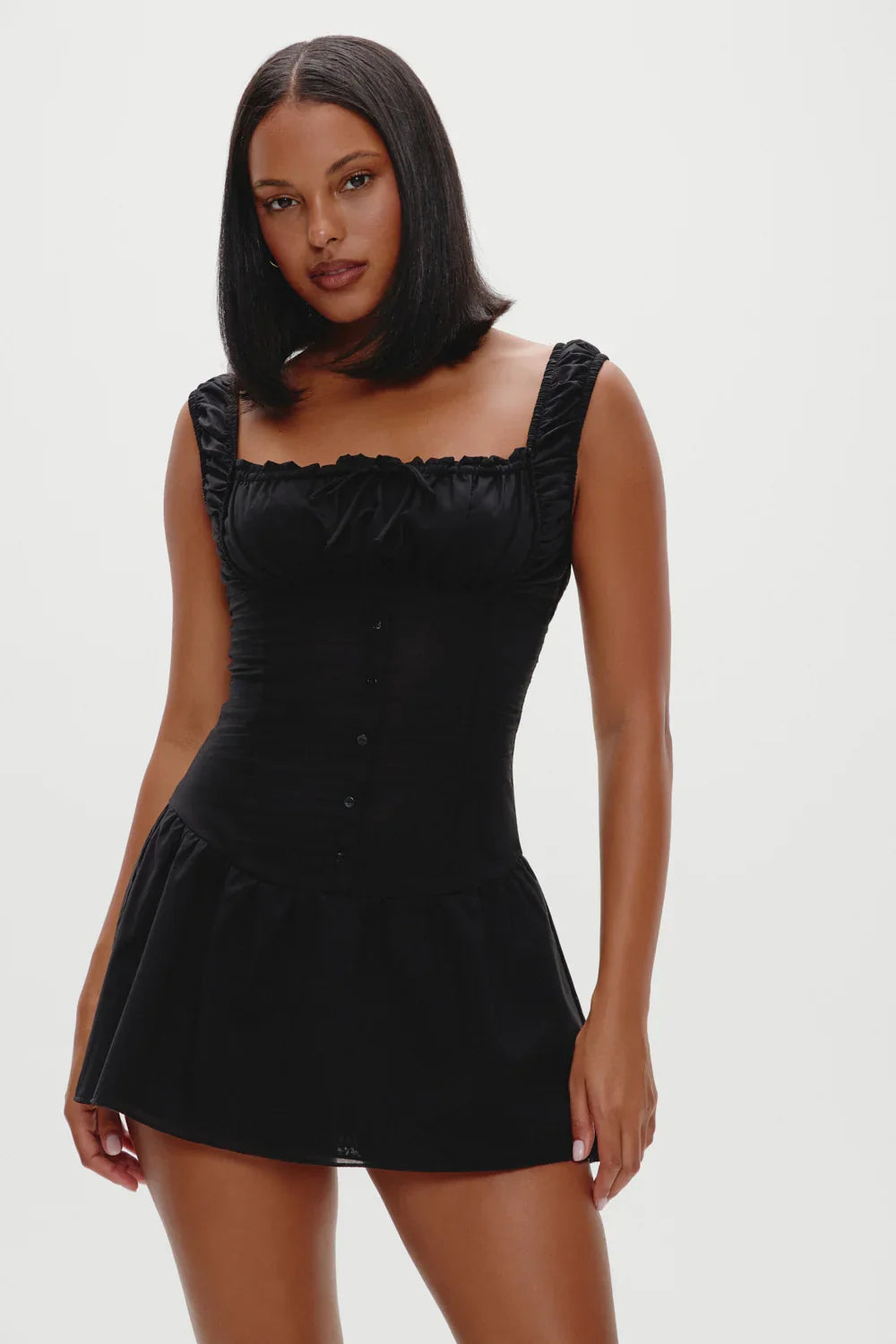 Christa Ruffle Mini Dress Black
