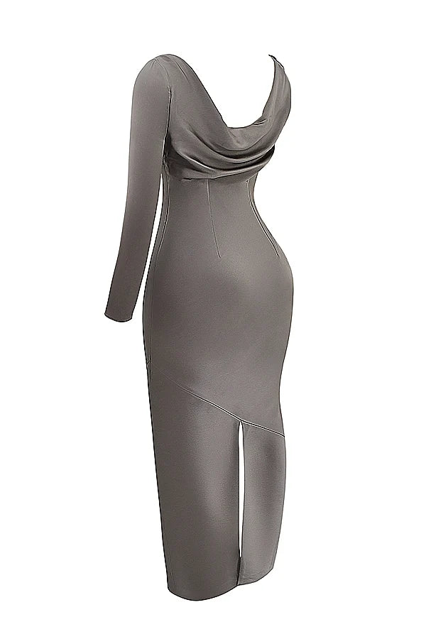 smoke one sleeve maxi dress