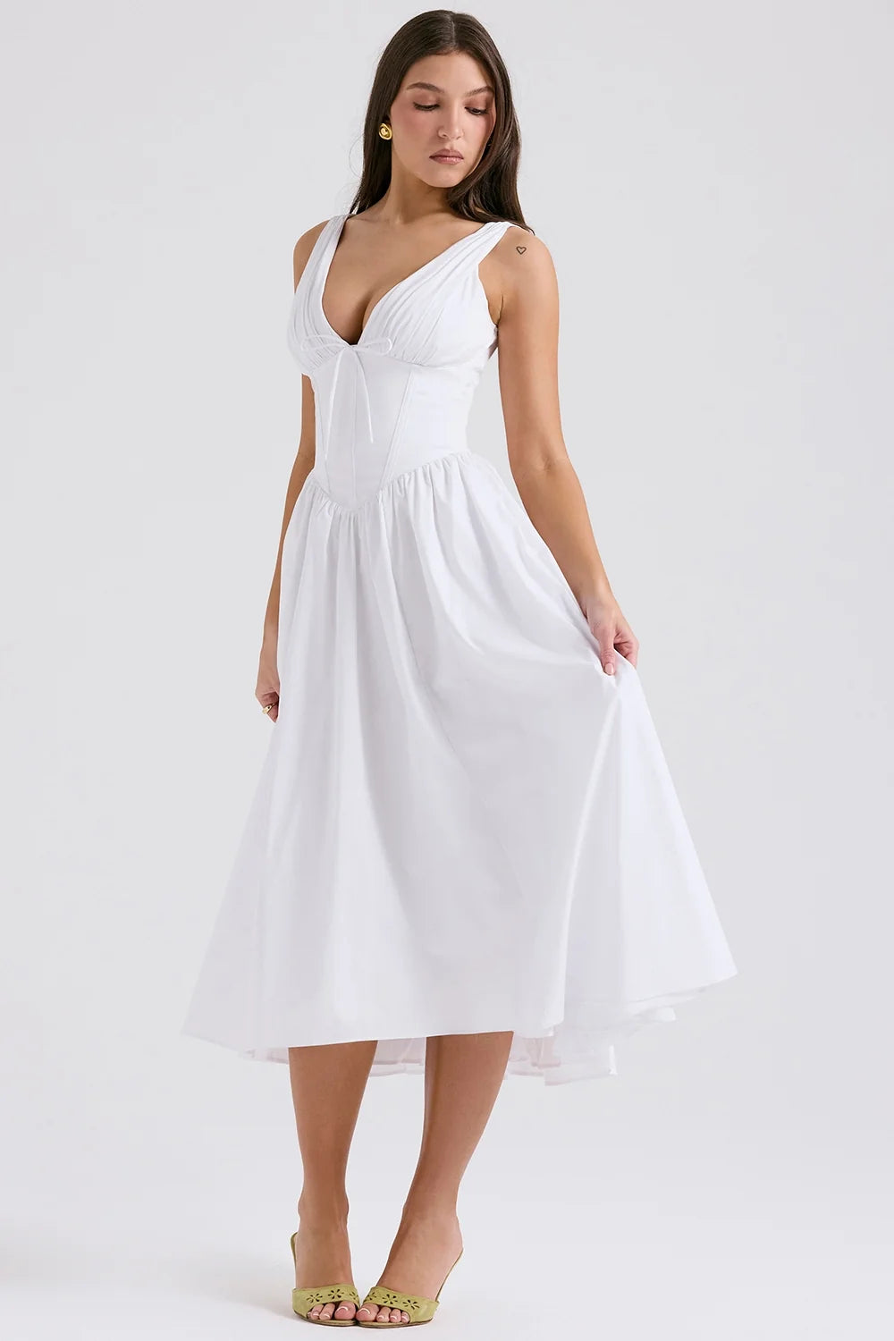 white cotton corset sundress
