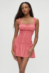 Christa Mini Dress Ladybug Gingham