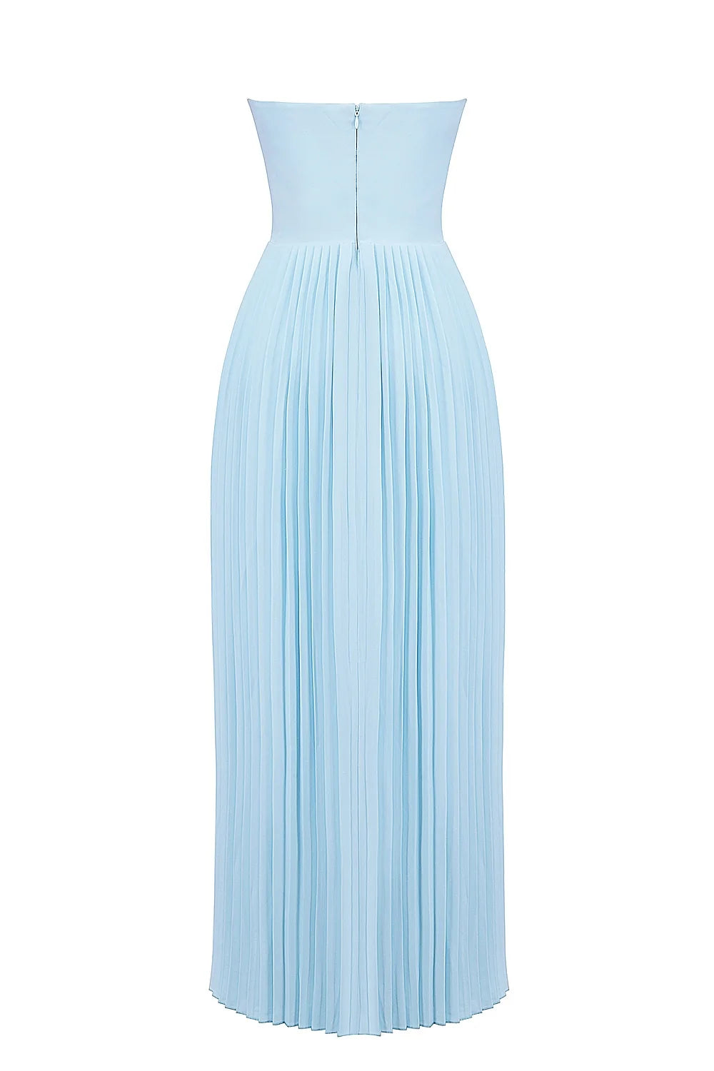 ocean blue pleated maxi dress