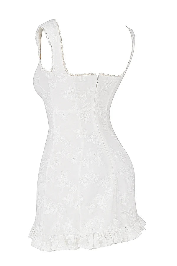 white embroidered mini dress