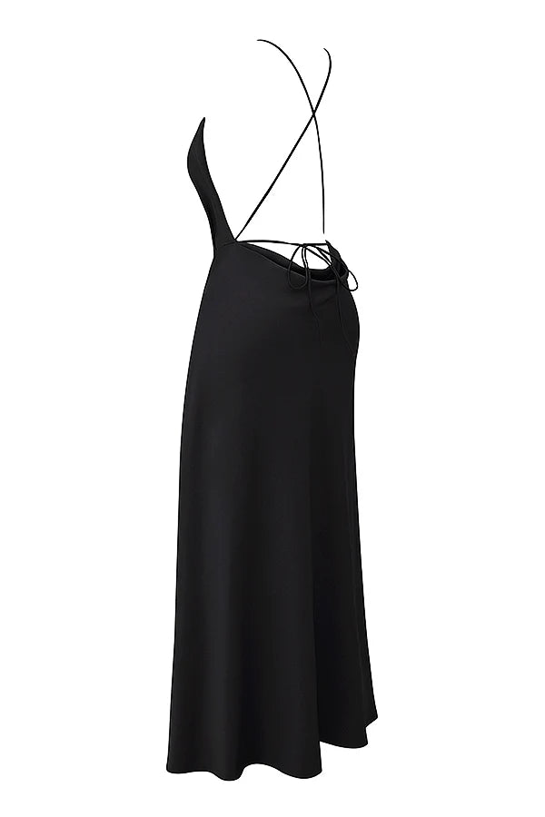 black thigh slit maxi dress