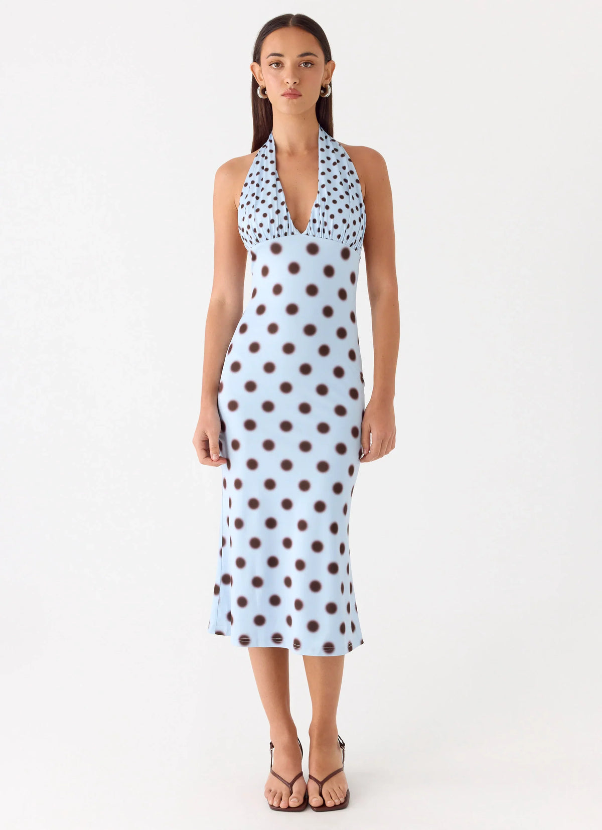 Awuku Midi Dress Blue Mocha Dot