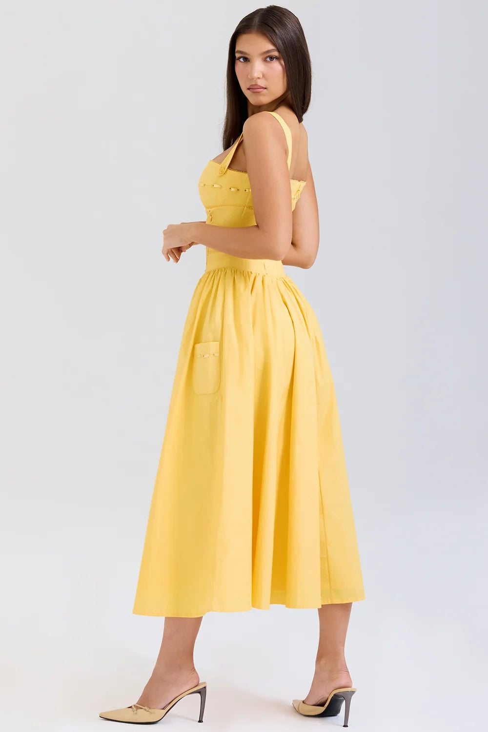 apricot cotton midi sundress