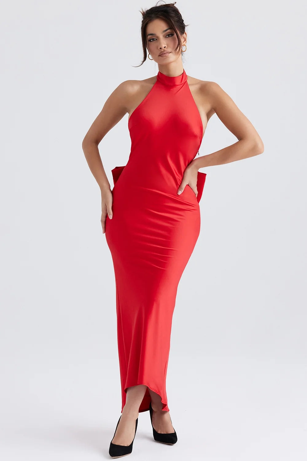 red bow halter dress