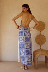ELKA HALTER MIDI DRESS HAVANNA NAVY