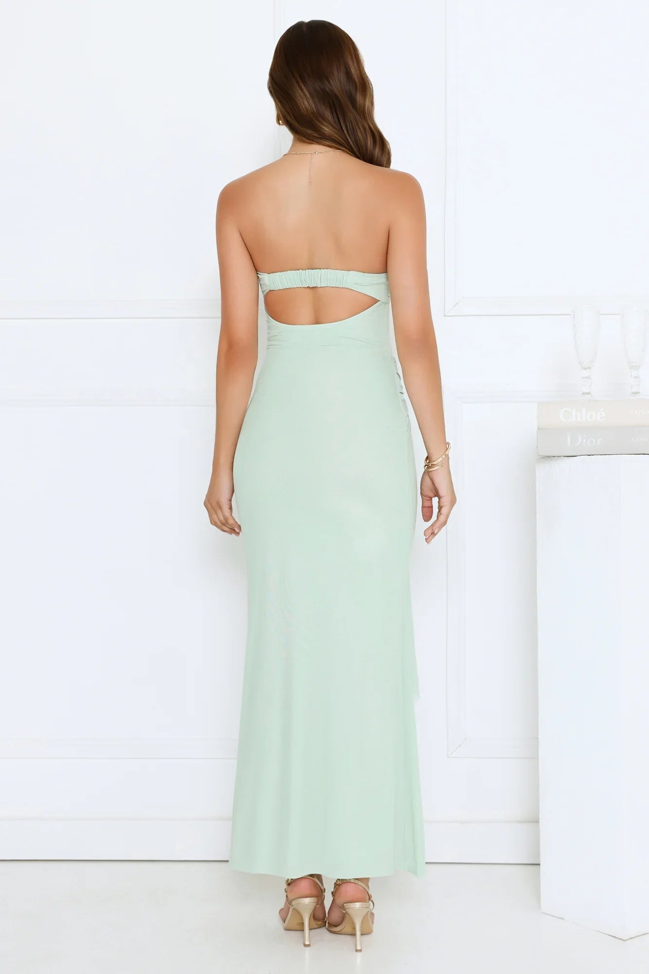 Cant Get Enough Strapless Maxi Dress Sage