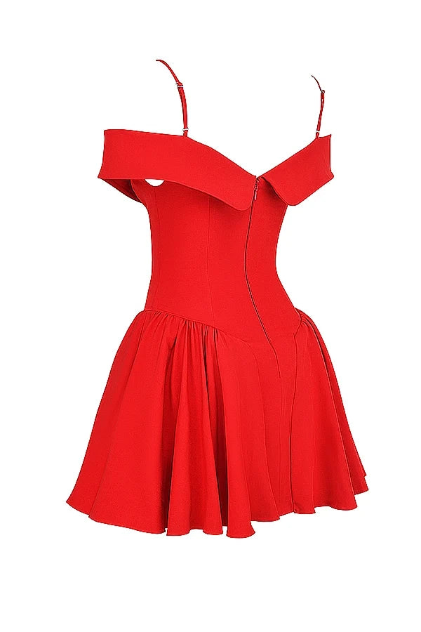scarlet off shoulder mini dress
