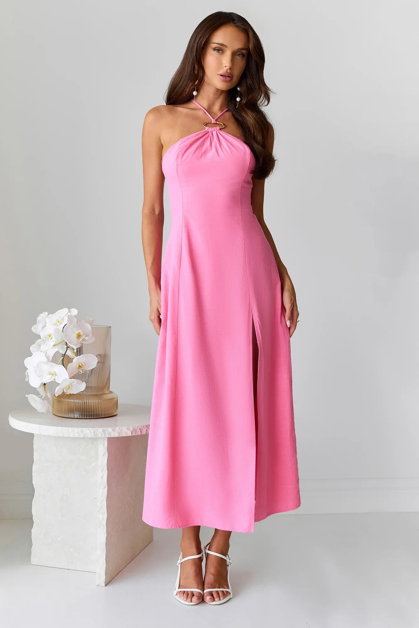 Shes Captivating Midi Dress Pink