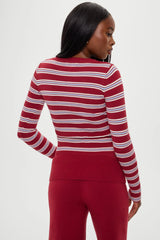 Lenon Button Up Knit Sweater Collegiate Stripe