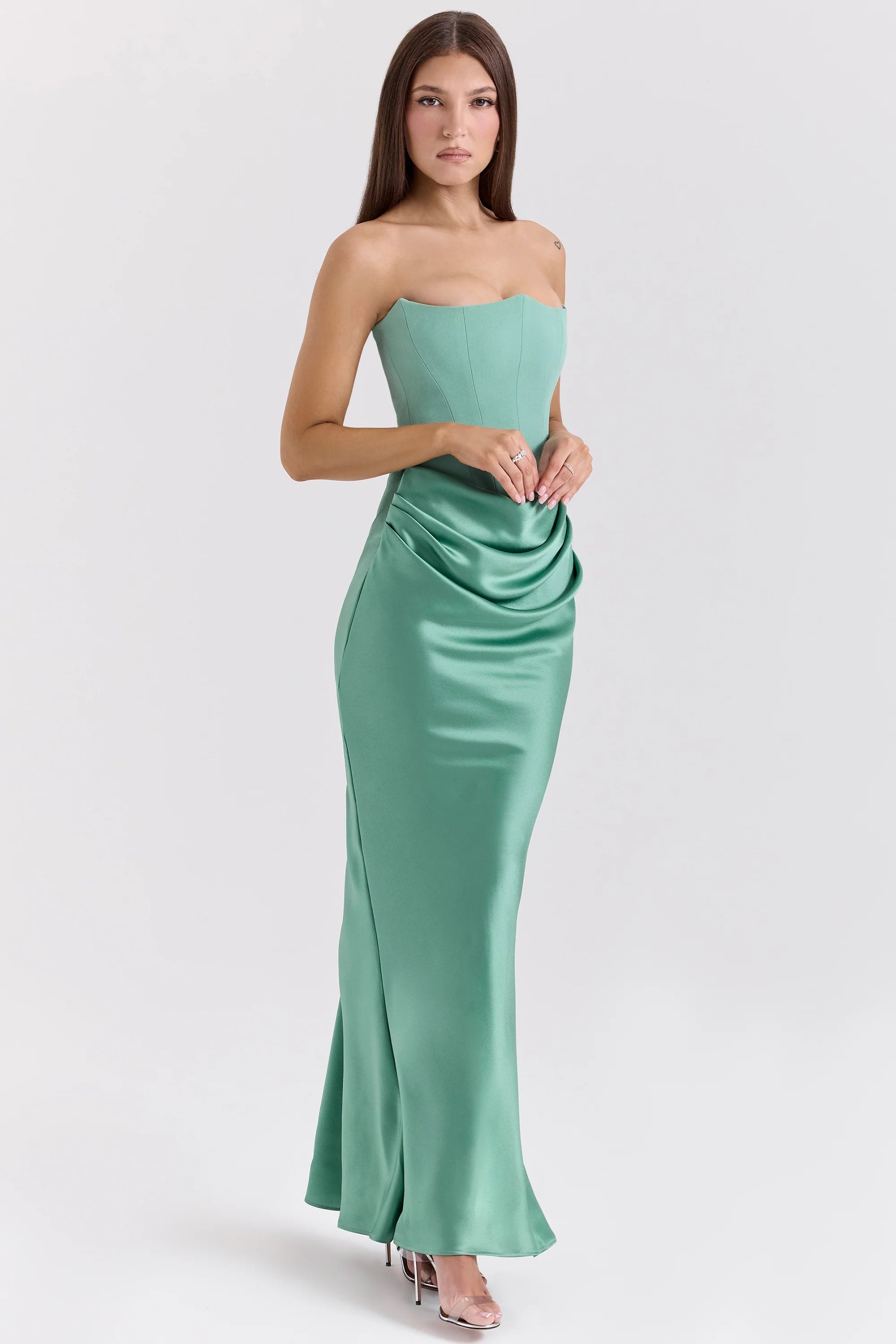 jade strapless corset maxi dress