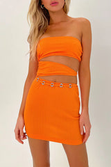 Richie Plissé Strapless Tube Dress Papaya