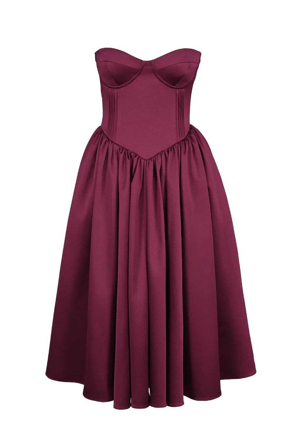 burgundy satin tulle midi dress sale